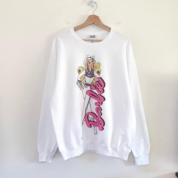 NWT Junk Food Clothing Cowgirl Barbie Flea Market Fleece Pullover Sweatshirt M/L - Picture 6 of 15